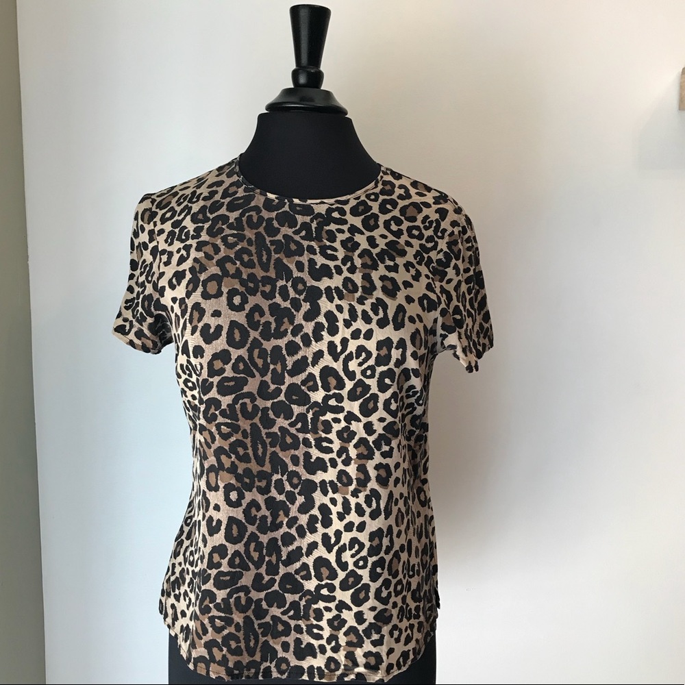 Animal Print Silk short Sleeve Top US 8